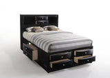 Black Multi-Drawer Wood Platform Full Bed With Pull Out Tray