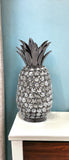 11" Faux Crystal Black And Nickel Pineapple Sculpture