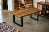 63" Brown And Black Solid Wood Dining Table