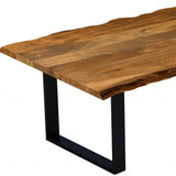 68" Brown And Black Solid Wood Dining Table