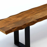 68" Brown And Black Solid Wood Dining Table