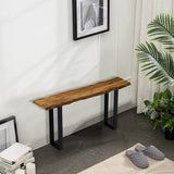 43" Brown and Black Solid Wood Dining Bench