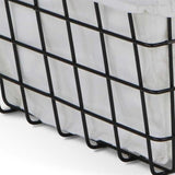 Set Of 3 Rectangular White Lined And Metal Wire Baskets