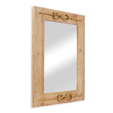 Brown Wood Finished Frame With Nautical Rope Accent Wall Mirror