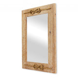 Brown Wood Finished Frame With Nautical Rope Accent Wall Mirror