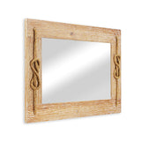 Brown Wood Finished Frame With Nautical Rope Accent Wall Mirror