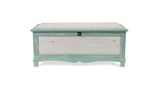 Rectangular Green Wooden With Seat Cushion And Inside Storage Bench