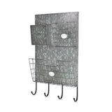 Gray Metal Organizer With 3 Storage Pockets And 4 Bottom Hooks