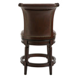 25" Dark Brown Faux Leather And Solid Wood Swivel Counter Height Bar Chair