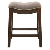 26" Taupe And Wood Brown Solid Wood Backless Counter Height Bar Chair