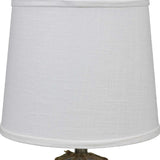 20" Clear Glass Bedside Table Lamp With White Tapered Drum Shade