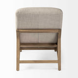 54" Cream And Wood Brown Linen Tufted Lounge Chair