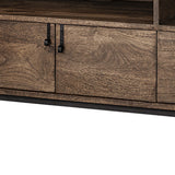 Medium Brown Mango Wood Finish TV Stand Media Console With 4 Doors