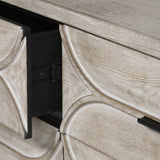 Black Solid Mango Wood Finish Sideboard With 4 Glass Cabinet Doors