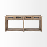 Light Brown Mango Wood Finish Console Table With 4 Drawers