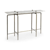 White Marble Console Table With Brass Toned Iron Base