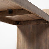 Light Brown Mango Wood Finish Console Table With Multi Level Shelf Design