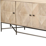 Light Brown Solid Mango Wood Sideboard With 4 Cabinet Doors