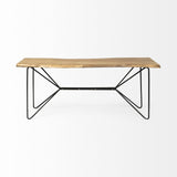 Light Brown Live Edge Solid Acacia Wood Console Table With Black Matte Iron Frame