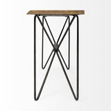 Light Brown Live Edge Solid Acacia Wood Console Table With Black Matte Iron Frame