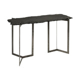 Light Brown Live Edge Solid Acacia Wood Console Table With Black Matte Iron Frame