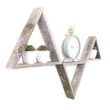 Set Of 3 Triangle Rustic Natural Weathered Grey Wood Open Box Shelve