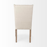 Cream Plush Linen Covering With Ash Solid Wood Base Dining Chair