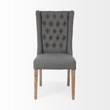 Gray Plush Linen Covering With Ash Solid Wood Base Dining Chair