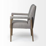 Grey Fabric Wrap With Brown Wooden Frame Dining Chair