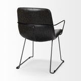 Black Faux Leather With Seat Black Iron Frame Dining Chair