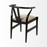 Linen Seat With Black Wooden Base Dining Chair