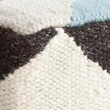 Ivory And Charcoal Wool Square Pouf With Zig Zag Pattern