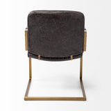 Black Leather Seat Accent Chair With Brass Frame