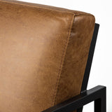 Black Leather Seat Accent Chair With Gold Metal Frame