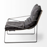 Black Leather Body Accent Chair With Metal Frame