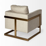 Cream Poly Linen Seat Accent Chair With Gold Stainless Steel Frame