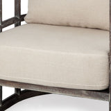 Cream Fabric Wrapped Accent Chair With Metal Frame