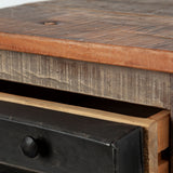 Light Brown Solid Wood Side Table With Octagonal Top