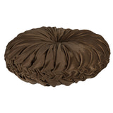 Brown Round Tufted Velvet Pillow