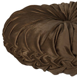 Brown Round Tufted Velvet Pillow