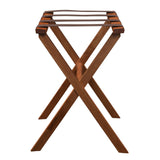 Hotel Light Walnut Folding Luggage Rack With 4 Straps