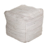 Chic Chunky White Textured Pouf