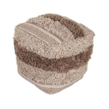 Boho Shaggy Khaki Textured Pouf