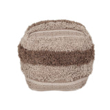 Boho Shaggy Khaki Textured Pouf