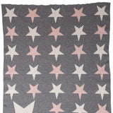 Grey Ivory And Pink Stars Knitted Baby Blanket