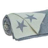 Gray And White Stars Knitted Throw Blanket