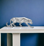 Silver Aluminum Geometric Panther Sculpture