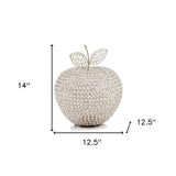 14" Silver Faux Crystal Apple Sculpture