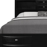 Solid Wood Queen Black Eight Drawers Bed