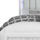 Modern Luxurious White Full Bed With Padded Headboard Led Lightning